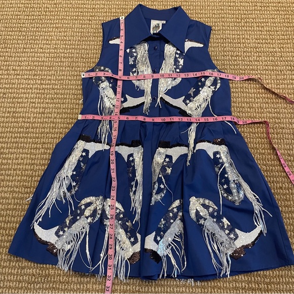 Queen of Sparkles Royal & Silver Fringe Boot Dress Small - Picture 6 of 13